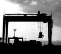 Ship cargo loading dock silhouette Royalty Free Stock Photo