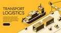 Ship cargo logistics vector isometric illustration