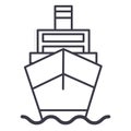 Ship cargo, logistics vector line icon, sign, illustration on background, editable strokes Royalty Free Stock Photo