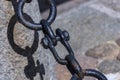 Ship chain in the fence on the embankment of St. Petersburg Royalty Free Stock Photo