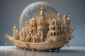 A ship city. Abstract 3D render. Yvory Gold Royalty Free Stock Photo