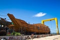 Ship construction in dockyard Royalty Free Stock Photo