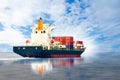 Ship with container import & export big box to dock. Royalty Free Stock Photo