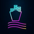 ship with containers front view in nolan style icon. Simple thin line, outline vector of cargo logistic icons for ui and ux, Royalty Free Stock Photo