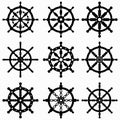 Ship control wheel icon collection Royalty Free Stock Photo