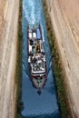 Ship in Corinth Channel, Greece Royalty Free Stock Photo