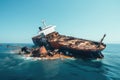 Ship Crashes In A Ocean Clear Sky