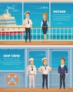 Ship Crew Characters Cartoon Banners Royalty Free Stock Photo