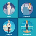 Ship Crew 4 Icons Square Royalty Free Stock Photo