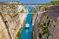 Ship cross The Corinth Canal Royalty Free Stock Photo