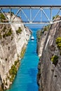 Ship cross The Corinth Canal Royalty Free Stock Photo