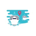 ship cruise boats with pin location