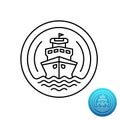 Ship cruise logo. Sea shipping line symbol. Nautical industry sign