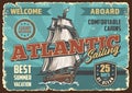 Ship cruise poster vintage colorful Royalty Free Stock Photo