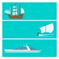 Ship cruiser boat sea brochure vessel travel industry vector