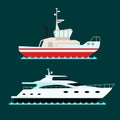 Ship cruiser boat sea symbol vessel travel industry vector sailboats cruise set of marine icon Royalty Free Stock Photo