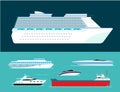 Ship cruiser boat sea symbol vessel travel industry vector sailboats cruise set of marine icon Royalty Free Stock Photo