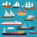 Ship cruiser boat sea symbol vessel travel industry vector sailboats cruise set of marine icon Royalty Free Stock Photo