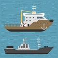 Ship cruiser boat sea symbol vessel travel industry vector sailboats cruise set of marine icon Royalty Free Stock Photo