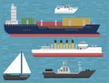 Ship cruiser boat sea symbol vessel travel industry vector sailboats cruise set of marine icon Royalty Free Stock Photo