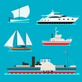 Ship cruiser boat sea symbol vessel travel industry vector sailboats cruise set of marine icon