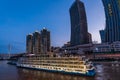 Ship cruising in Chongqing town at night