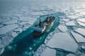 Ship cruising among sea ice. Generate ai