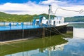 Ship at Danube gorge in Djerdap on the Serbian-Romanian border Royalty Free Stock Photo