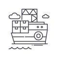 Ship delivery icon, linear isolated illustration, thin line vector, web design sign, outline concept symbol with Royalty Free Stock Photo