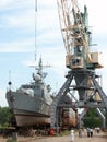 Ship in the dock, Astrakhan, Russia Royalty Free Stock Photo