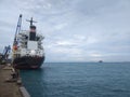 The ship docks at the deepest pier in Indonesia Royalty Free Stock Photo