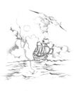 The ship drawing(2) Royalty Free Stock Photo