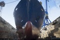 Ship in dry dock