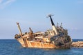 The ship Edro III lying stranded off the coast of Cyprus Royalty Free Stock Photo