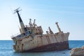 The ship Edro III lying stranded off the coast of Cyprus Royalty Free Stock Photo