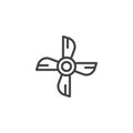 Ship engine propeller outline icon