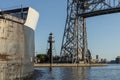 A Ship Passing Under Lift Bridge Royalty Free Stock Photo