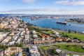 Newcastle Harbour- NSW Australia aerial view of ship