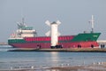 Ship entering the port of Swioujscie Poland