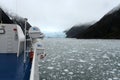 The ship enters the Garibaldi fjord in the archipelago of Tierra del Fuego.