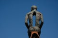 Ship. Figure on top of Viking longboat sculpture, Heysham, Lancashire, UK