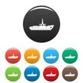 Ship fishing icons set color vector