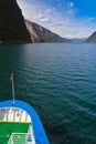 Ship and fjord Sognefjord - Norway Royalty Free Stock Photo