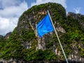 Ship Flag and Mountain Royalty Free Stock Photo