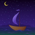 Ship floats at night Royalty Free Stock Photo