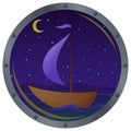 Ship floats at night Royalty Free Stock Photo