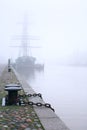 Ship In Fog Royalty Free Stock Photo