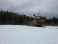 The ship is in the forest in the snow, the scenery for the film, the location in Russia.