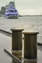 Ship in front of Elbphilharmonie in Hamburg Royalty Free Stock Photo