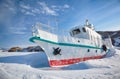 Ship in frozen baikal